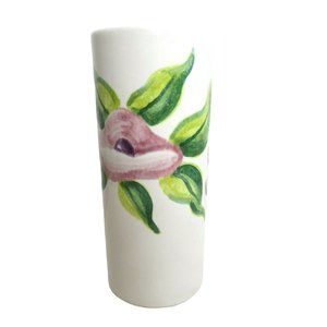 Joseph Magnin Pottery Vase White Pink Floral Design Large 10" Italy Vintage MCM